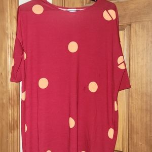 Lularoe Red Dots Hi Low Oversized Top Small